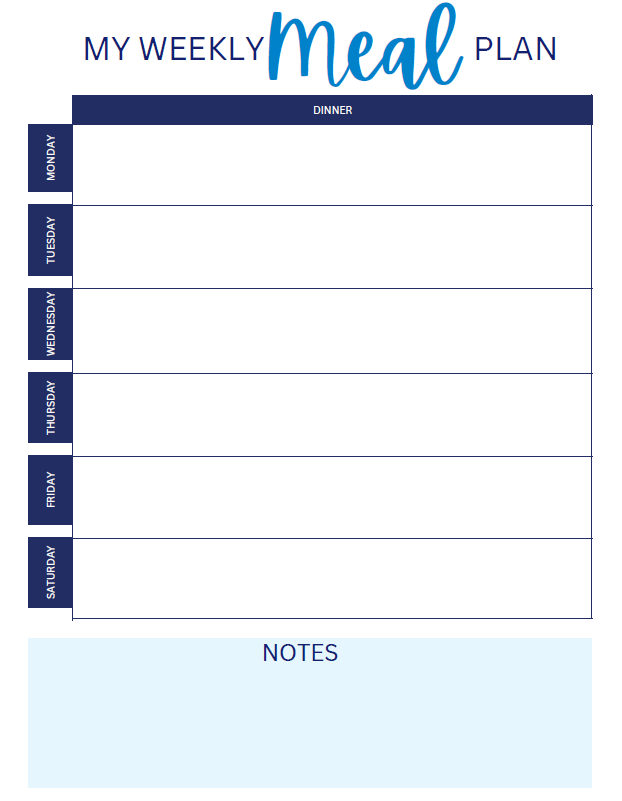Blank meal plan image