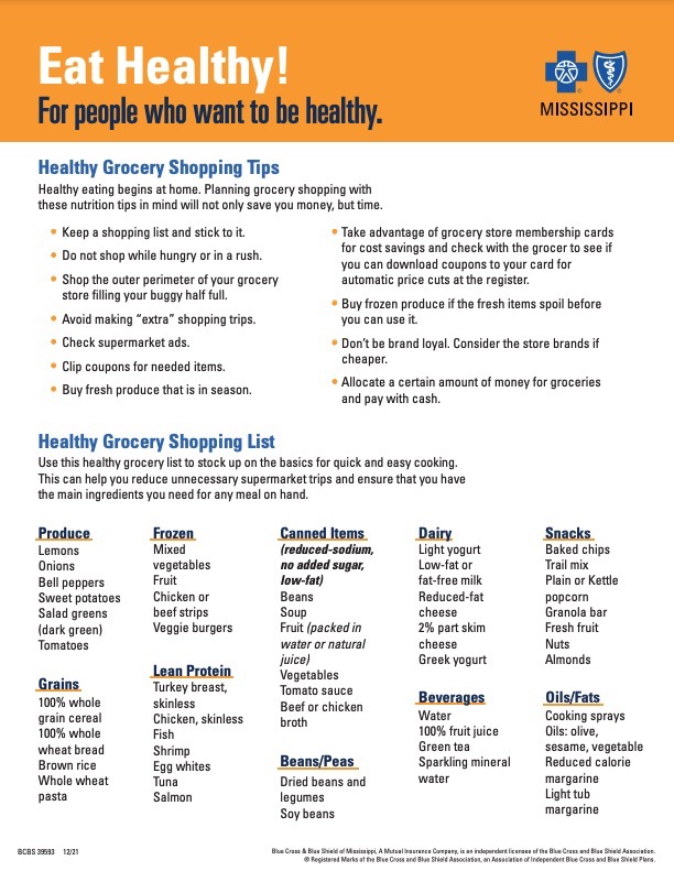 Healthy Grocery Shopping List & Tips Handout Featured Image